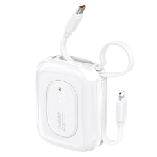 Išorinė baterija Dudao K32 10000 mAh 22.5 W su integruotu USB-C / Lightning kabeliu – balta