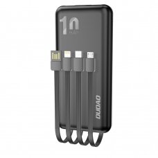 Daugiafunkcinė Išorinė Baterija Dudao K6Pro 10000mAh su kabeliais USB, USB Type-C, Lightning Juoda (K6Pro-black)