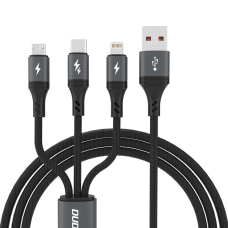 Dudao L3E 3-in-1 60W kabelis MicroUSB / USB-C / Lightning 1.2 m – juodas