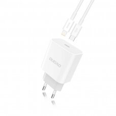 Dudao Quick Charger Adapter EU Wall Charger USB Type C Power Delivery 18W + USB Type C / Lightning charging data cable white (A8EU + PD cable white)