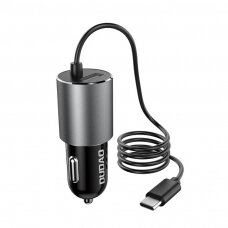 USB Kabelis Dudao car charger with built-in USB Type C cable 3,4 A juodas (R5Pro T)