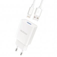 Buitinis Įkroviklis Dudao USB QC3.0 12W Baltas + USB - Lightning Kabelis 1m (A3EU)