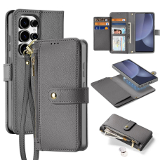 Dux Ducis Lawa odinis dėklas Samsung Galaxy S25 Ultra su nuimama magnetine pinigine - pilkas