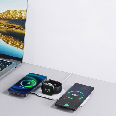 Akcija! Dudao A11N 15W 3in1 inductive charger - Baltas  3