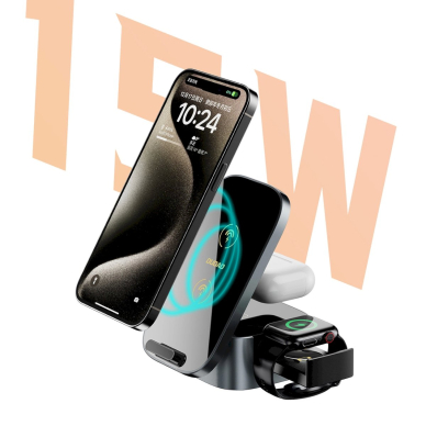 Dudao A11Pro+ 15W 3in1 indukcinis įkroviklis telefonui / išmaniajam laikrodžiui / ausinėms – juodas 2