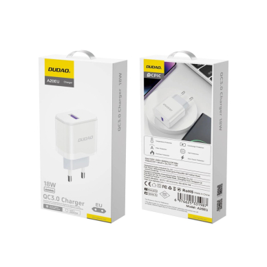 Dudao A20EU USB-A 18W tinklo įkroviklis – baltas 6