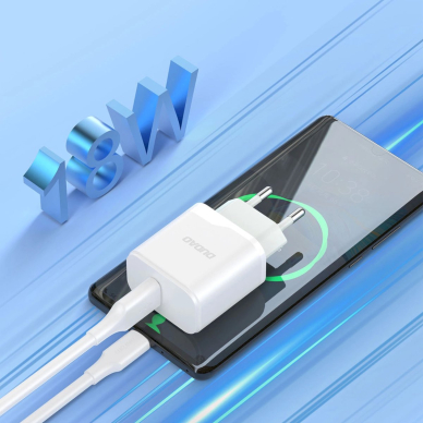 Dudao A20EU USB-A 18W tinklo įkroviklis – baltas + USB-A – Lightning kabelis 5