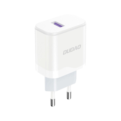 Dudao A20EU USB-A 18W tinklo įkroviklis – baltas + USB-A – USB-C kabelis 1