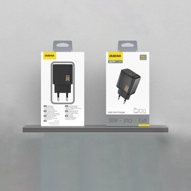 Sieninis įkroviklis Dudao A27P 30 W PD GaN USB-C – juodas 2 Sieninis įkroviklis Dudao A27P 30 W PD GaN USB-C – juodas 2