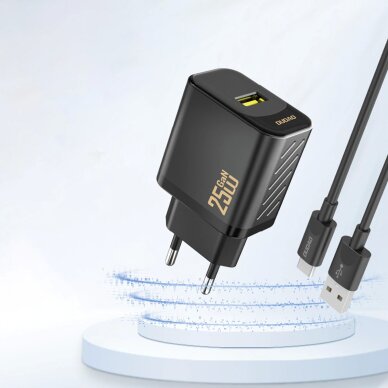 Sieninis įkroviklis Dudao A27S 25 W GaN USB-A – juodas 1 Sieninis įkroviklis Dudao A27S 25 W GaN USB-A – juodas 1