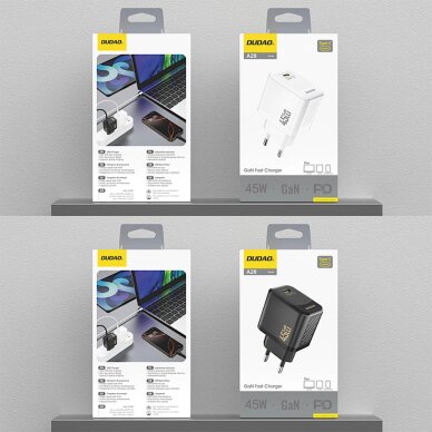 Sieninis įkroviklis Dudao A28 45 W GaN USB-C – baltas 3