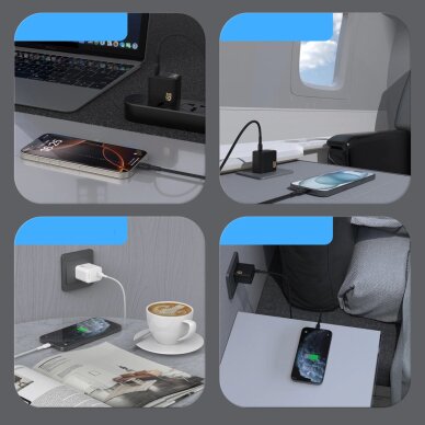 Sieninis įkroviklis Dudao A28C 45 W GaN su USB-C kabeliu – baltas 3