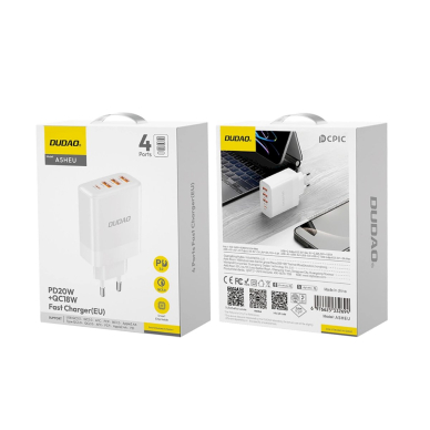 Dudao A5HEU tinklo įkroviklis 3x USB-A 1x USB-C PD20W – baltas 1