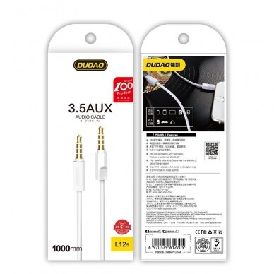 Dudao AUX mini jack 3.5mm kabelis 2m 4-pole stereo baltas (L12S baltas)  2