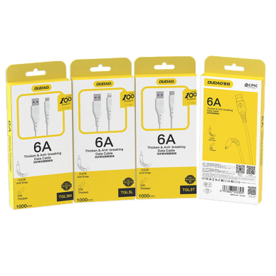 Kabelis Dudao USB - USB Type C 6A 1 m Baltas (TGL3T) 4 Kabelis Dudao USB - USB Type C 6A 1 m Baltas (TGL3T) 4