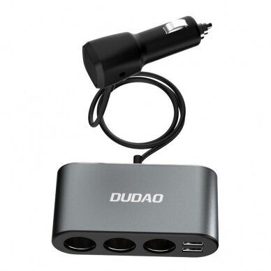 Automobilinis įkroviklis Dudao car charger 2x USB / 3x Cigarette Lighter splitter juodas 3