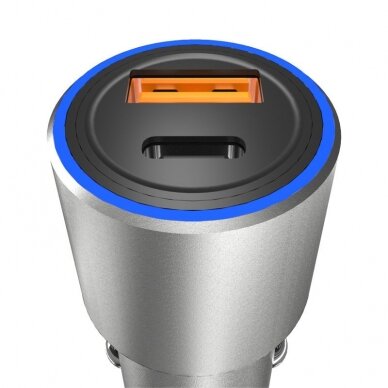 Automobilnis įkroviklis Dudao car charger USB / USB Typ C Power Delivery Quick Charge 22,5 W pilkas 1