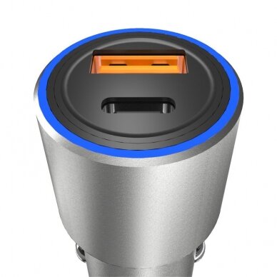 Automobilnis įkroviklis Dudao car charger USB / USB Typ C Power Delivery Quick Charge 22,5 W pilkas 1 Automobilnis įkroviklis Dudao car charger USB / USB Typ C Power Delivery Quick Charge 22,5 W pilkas 1