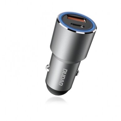 Automobilnis įkroviklis Dudao car charger USB / USB Typ C Power Delivery Quick Charge 22,5 W pilkas 2 Automobilnis įkroviklis Dudao car charger USB / USB Typ C Power Delivery Quick Charge 22,5 W pilkas 2