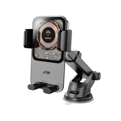 Automobilinis laikiklis-įkroviklis Dudao F19 su 15 W indukciniu įkrovikliu – juodas