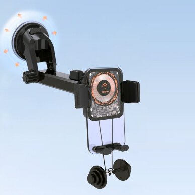 Automobilinis laikiklis-įkroviklis Dudao F19 su 15 W indukciniu įkrovikliu – juodas 6