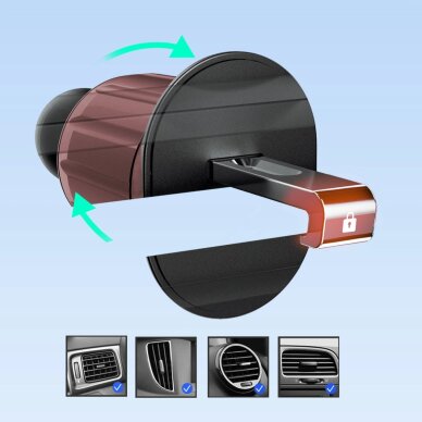 Automobilinis telefono laikiklis Dudao F2+ ventiliacijos angai, spaustuko tipo – juodas 7