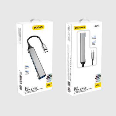 Dudao HUB 4in1 USB-C - 4x USB-A (3 x USB2.0 / USB3.0) 6.3cm black (A16T) 4 Dudao HUB 4in1 USB-C - 4x USB-A (3 x USB2.0 / USB3.0) 6.3cm black (A16T) 4