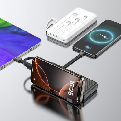 Išorinė baterija Dudao K11 10000 mAh su integruotais kabeliais – balta 1 Išorinė baterija Dudao K11 10000 mAh su integruotais kabeliais – balta 1