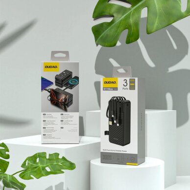 Išorinė baterija Dudao K11 Max 30000 mAh su integruotais kabeliais – juoda 3
