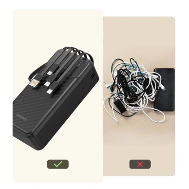 Išorinė baterija Dudao K11 Max 30000 mAh su integruotais kabeliais – juoda 7