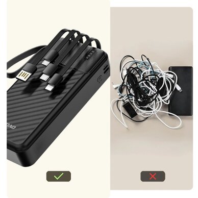 Išorinė baterija Dudao K11 Pro 20000 mAh su integruotais kabeliais – juoda 6 Išorinė baterija Dudao K11 Pro 20000 mAh su integruotais kabeliais – juoda 6