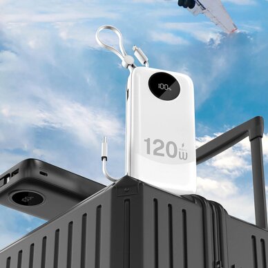 Išorinė baterija Dudao K13Pro 120 W 20000 mAh su integruotu kabeliu – balta 4 Išorinė baterija Dudao K13Pro 120 W 20000 mAh su integruotu kabeliu – balta 4