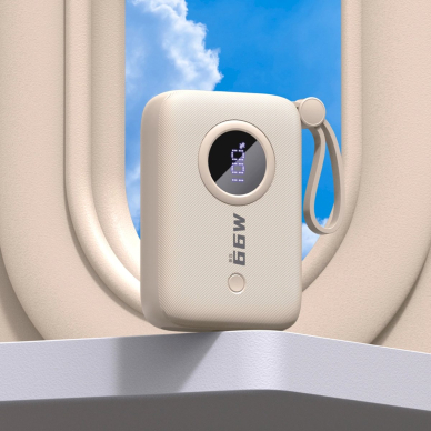 Dudao K14 10000mAh išorinė baterija su USB-C / Lightning kabeliu – smėlinis 7 Dudao K14 10000mAh išorinė baterija su USB-C / Lightning kabeliu – smėlinis 7