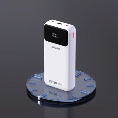 Išorinė baterija Dudao K15Pro 20000 mAh 22.5 W PD USB-C / USB-A su integruotais Lightning ir USB-C kabeliais – balta 5