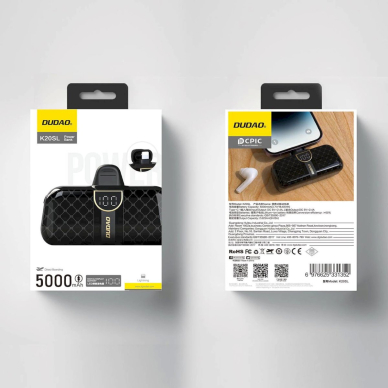 Dudao K20SL 5000mAh mini power bankLightning / USB-C connectors - Juodas 4 Dudao K20SL 5000mAh mini power bankLightning / USB-C connectors - Juodas 4