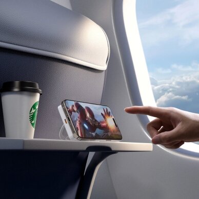 Išorinė baterija Dudao K28 10000 mAh PD 22.5 W MagSafe su metaliniu korpusu ir žiedo stovu – pilka 4