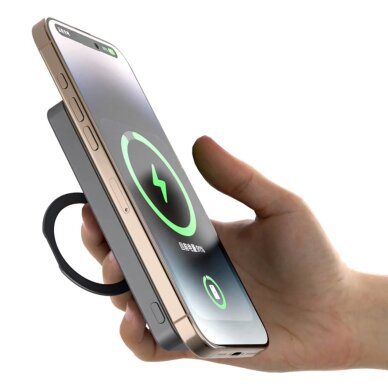 Išorinė baterija Dudao K28 10000 mAh PD 22.5 W MagSafe su metaliniu korpusu ir žiedo stovu – pilka 8 Išorinė baterija Dudao K28 10000 mAh PD 22.5 W MagSafe su metaliniu korpusu ir žiedo stovu – pilka 8