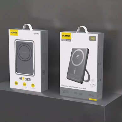 Išorinė baterija Dudao K28S 5000 mAh 20 W PD su MagSafe ir stovu – pilka 1