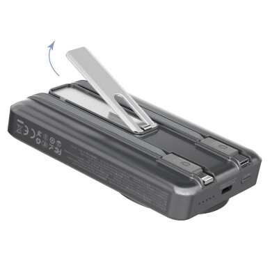 Išorinė baterija Dudao K29 10000 mAh PD 20 W MagSafe su metaliniu korpusu, stovu ir integruotais USB-C / Lightning kabeliais – sidabrinė 6 Išorinė baterija Dudao K29 10000 mAh PD 20 W MagSafe su metaliniu korpusu, stovu ir integruotais USB-C / Lightning kabeliais – sidabrinė 6