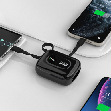 Išorinė baterija Dudao K32 10000 mAh 22.5 W su integruotu USB-C / Lightning kabeliu – juoda 4 Išorinė baterija Dudao K32 10000 mAh 22.5 W su integruotu USB-C / Lightning kabeliu – juoda 4