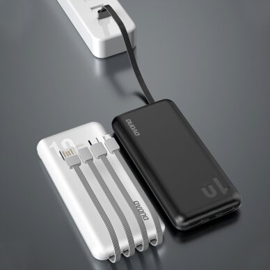 Daugiafunkcinė Išorinė Baterija Dudao K6Pro 10000mAh su kabeliais USB, USB Type-C, Lightning Juoda (K6Pro-black) 3