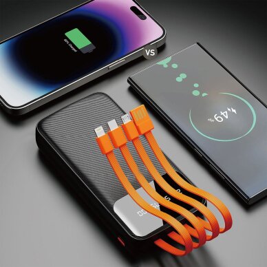 Išorinė baterija Dudao K6Pro 10000 mAh universali su USB, USB-C ir Lightning jungtimis – juoda 3