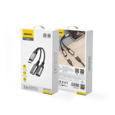 Adapteris Dudao L13C+ 2in1 USB-C – pilkas 1