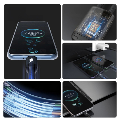 Dudao L3F 2in1 100W kabelis 1.2 m 2 x USB-C – juodas 3