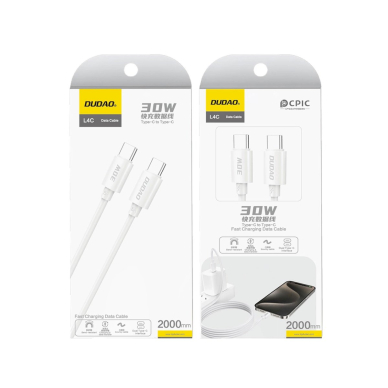 Dudao L4C USB-C / USB-C kabelis 30W 2 m – baltas 2