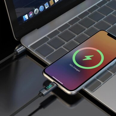 Krovimo kabelis Dudao L7C USB-C – USB-C 100 W su LED ekranu 1 m – juodas 4