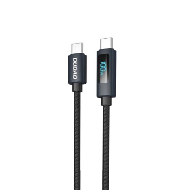 Krovimo kabelis Dudao L7C USB-C – USB-C 100 W su LED ekranu 1 m – juodas