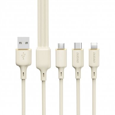 Dudao L7SE 3in1 Kabelis USB-C - USB-C / Lightning / micro USB 66W 1.2m - beige Dudao L7SE 3in1 Kabelis USB-C - USB-C / Lightning / micro USB 66W 1.2m - beige