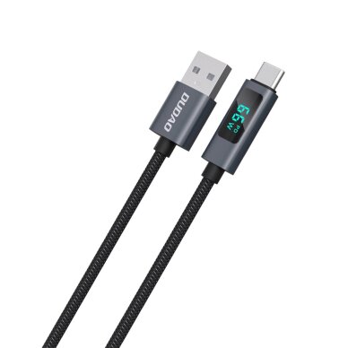 Krovimo kabelis Dudao L7T USB-A – USB-C 66 W su LED ekranu 1 m – juodas 1