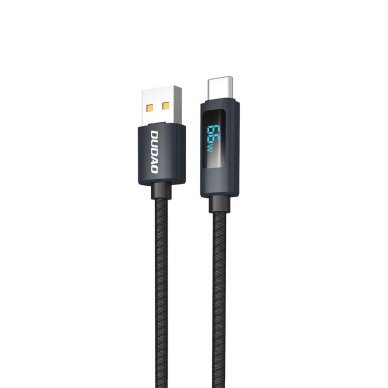 Krovimo kabelis Dudao L7T USB-A – USB-C 66 W su LED ekranu 1 m – juodas